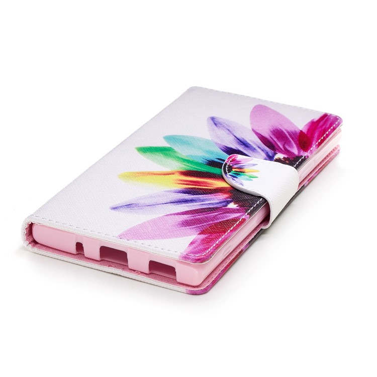 Pattern Printing PU Leather Wallet Protective Case for Sony Xperia XA2 Ultra - Colorful Petals-6
