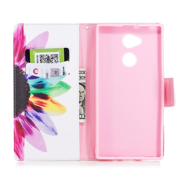 Pattern Printing PU Leather Wallet Protective Case for Sony Xperia XA2 Ultra - Colorful Petals-8
