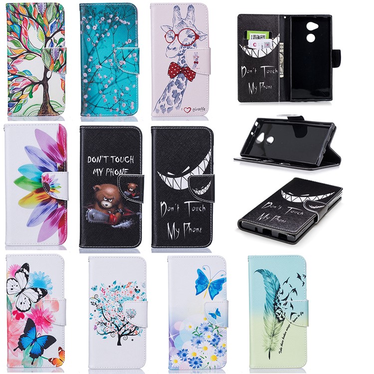 Pattern Printing PU Leather Wallet Protective Case for Sony Xperia XA2 Ultra - Colorful Petals-9