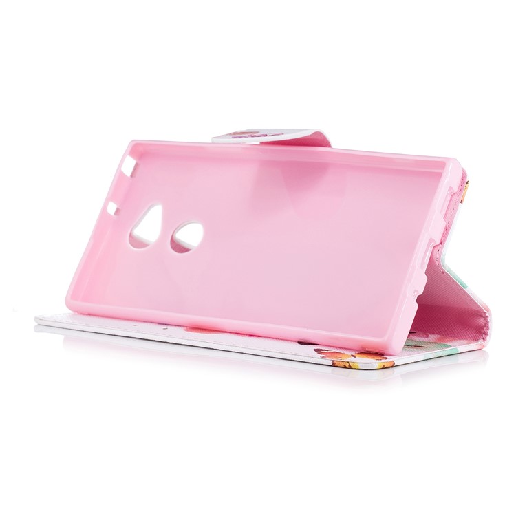 Impressão Padrão Bolsa De Couro PU Bolsa Flip Para Sony Xperia XA2 Ultra - Borboleta E Flor-5
