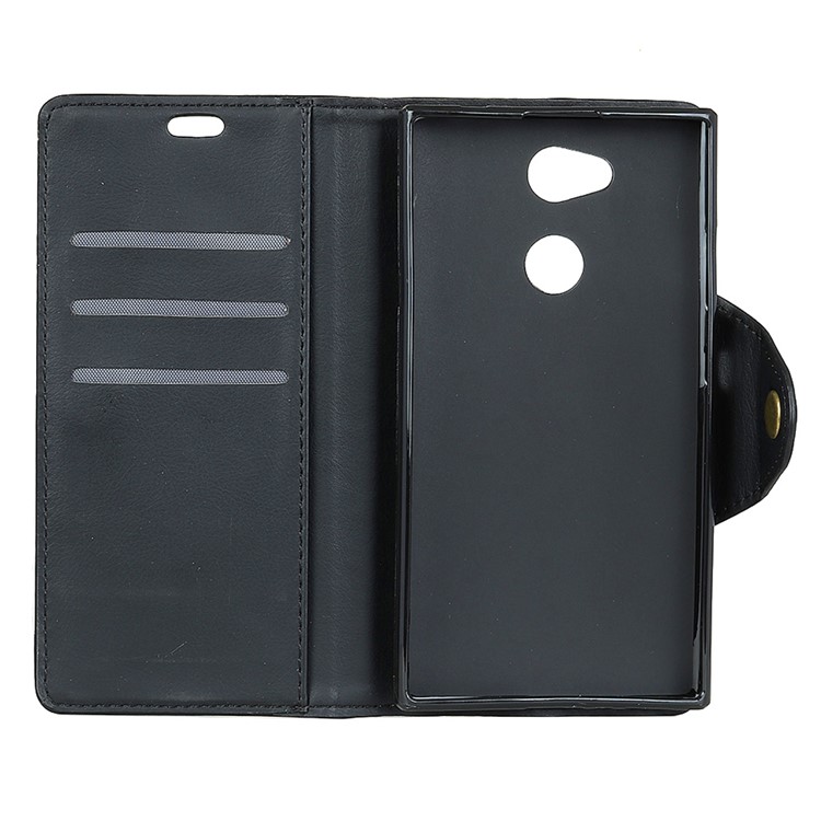 Textured PU Leather Wallet Stand Case for Sony Xperia L2 - Black-3