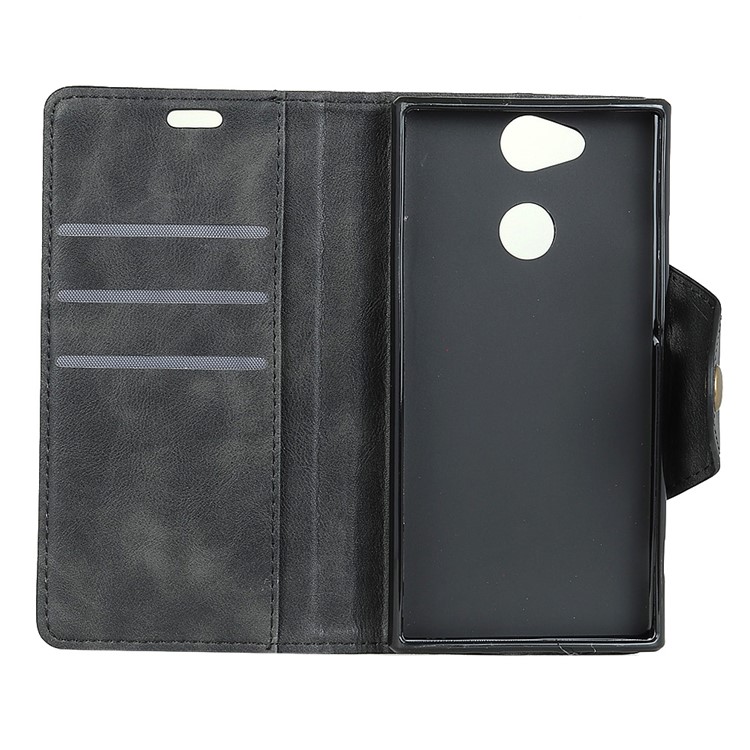 PU Leather Wallet Stand Cell Phone Case for Sony Xperia XA2 - Black-3