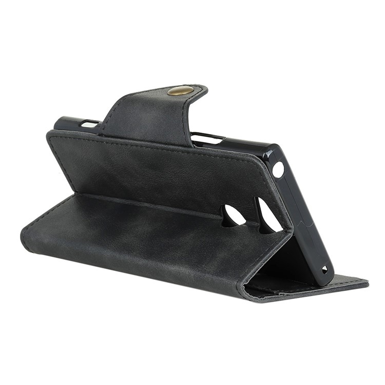 PU Leather Wallet Stand Cell Phone Case for Sony Xperia XA2 - Black-4