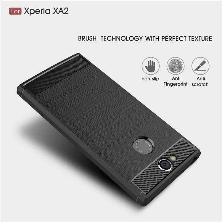 50Pcs/Set Carbon Fiber Texture Brushed TPU Phone Case for Sony Xperia XA2 - Black-3