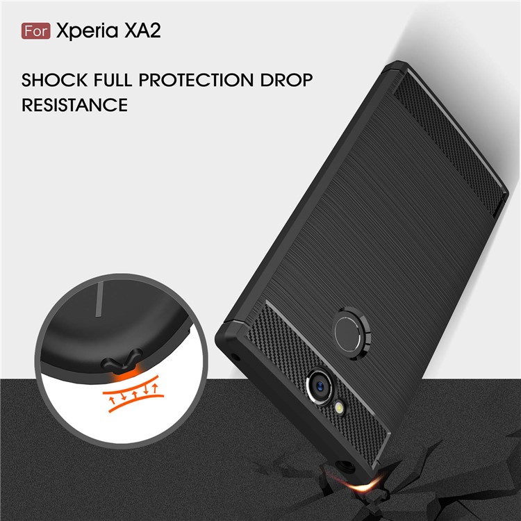 50Pcs/Set Carbon Fiber Texture Brushed TPU Phone Case for Sony Xperia XA2 - Black-6