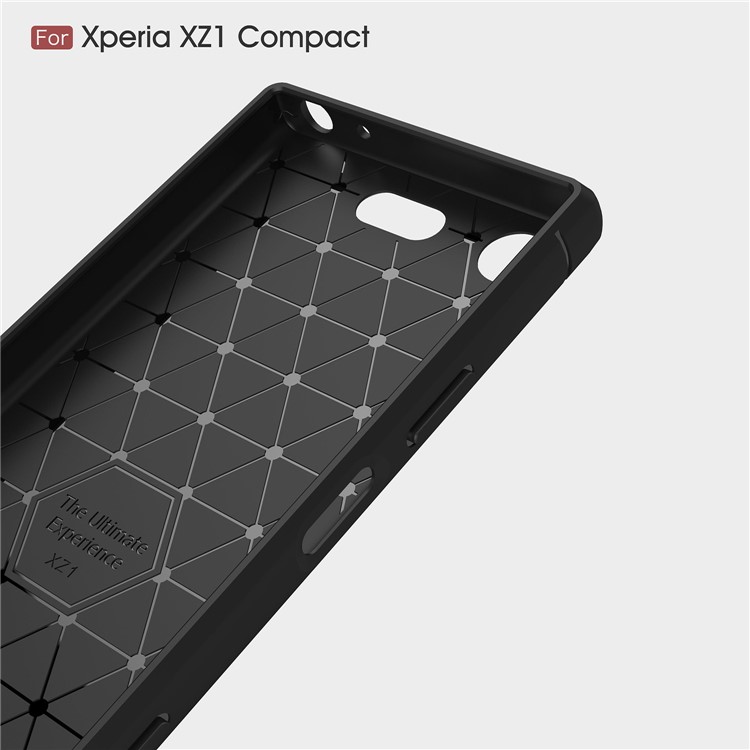50Pcs/Lot Carbon Fiber Texture Brushed TPU Back Case for Sony Xperia XZ1 Compact - Black-5