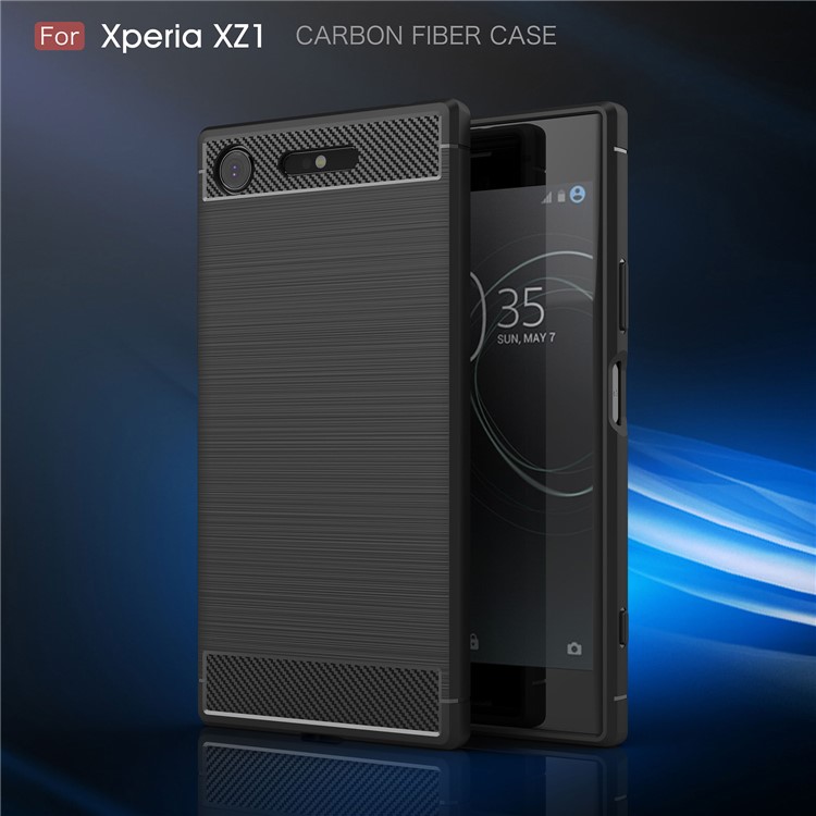50Pcs/Set Carbon Fiber Texture Brushed TPU Mobile Cover for Sony Xperia XZ1 - Black-2