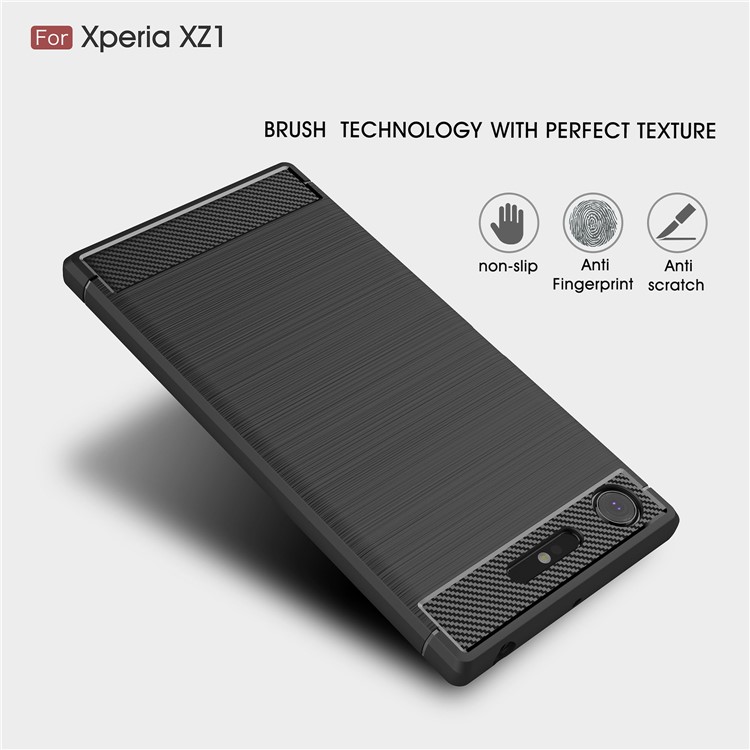 50Pcs/Set Carbon Fiber Texture Brushed TPU Mobile Cover for Sony Xperia XZ1 - Black-3