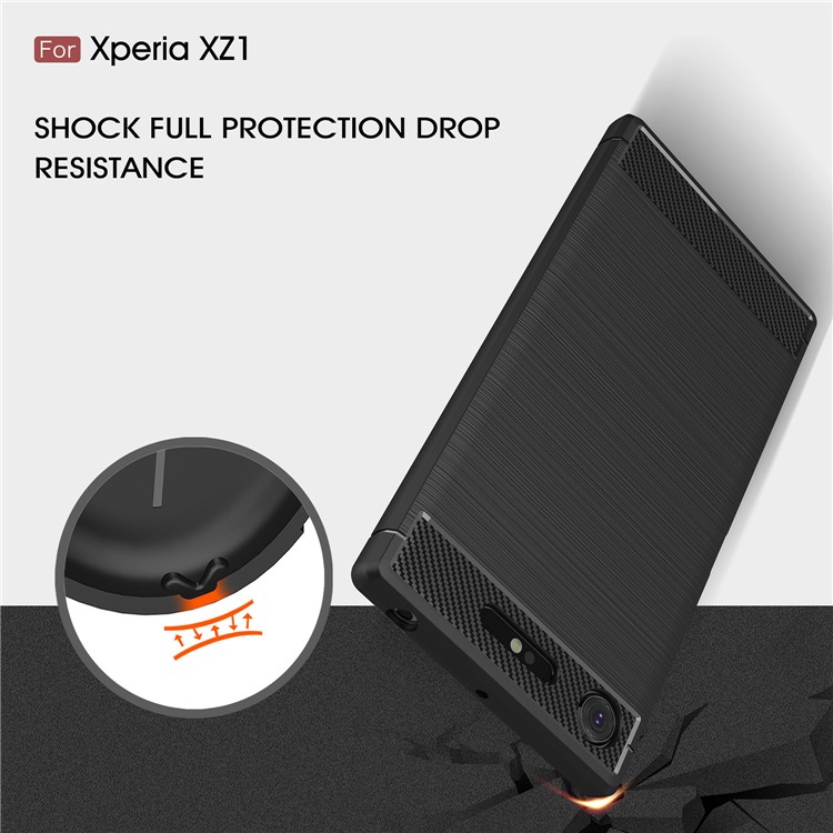 50Pcs/Set Carbon Fiber Texture Brushed TPU Mobile Cover for Sony Xperia XZ1 - Black-6