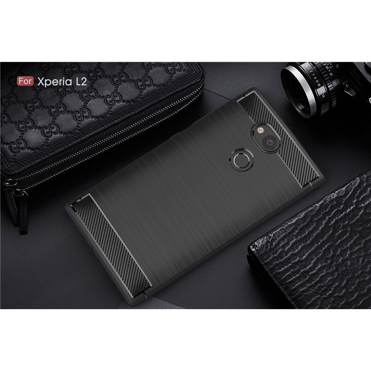 50Pcs/Set Carbon Fiber Texture Brushed TPU Back Cover for Sony Xperia L2 - Black-10
