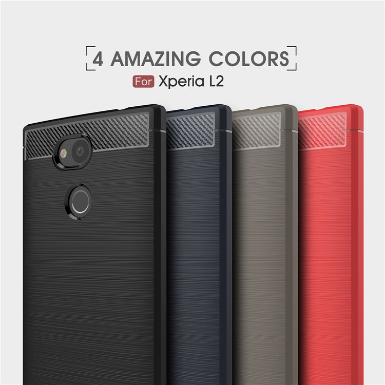 50Pcs/Set Carbon Fiber Texture Brushed TPU Back Cover for Sony Xperia L2 - Black-11