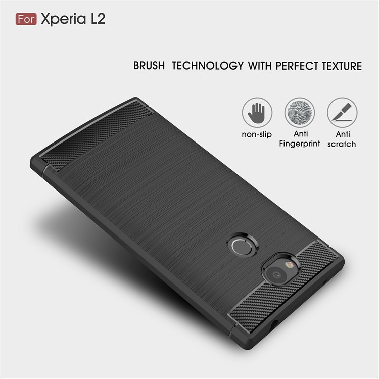 50Pcs/Set Carbon Fiber Texture Brushed TPU Back Cover for Sony Xperia L2 - Black-3