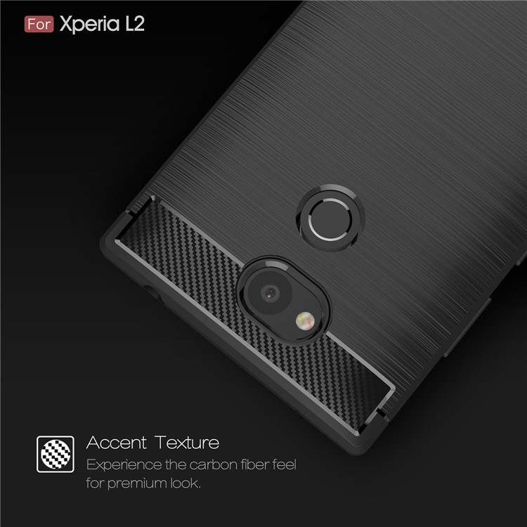 50Pcs/Set Carbon Fiber Texture Brushed TPU Back Cover for Sony Xperia L2 - Black-4