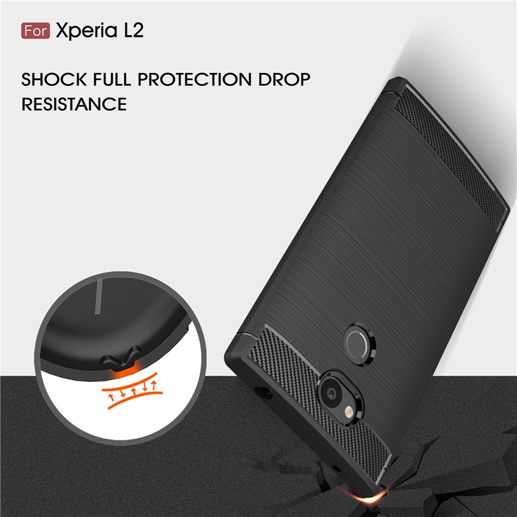 50Pcs/Set Carbon Fiber Texture Brushed TPU Back Cover for Sony Xperia L2 - Black-6