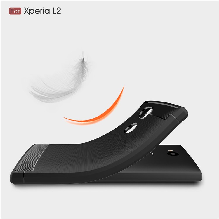 50Pcs/Set Carbon Fiber Texture Brushed TPU Back Cover for Sony Xperia L2 - Black-7