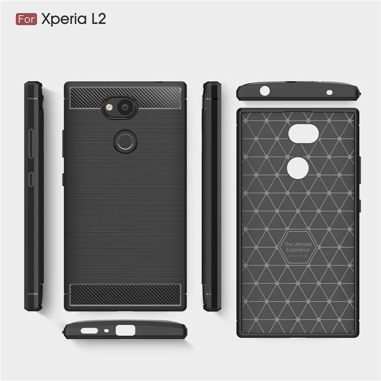 50Pcs/Set Carbon Fiber Texture Brushed TPU Back Cover for Sony Xperia L2 - Black-9