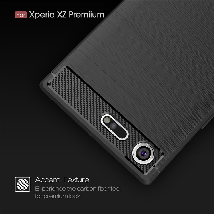 50Pcs/Set Carbon Fiber Texture Brushed TPU Back Case for Sony Xperia XZ Premium - Black-4