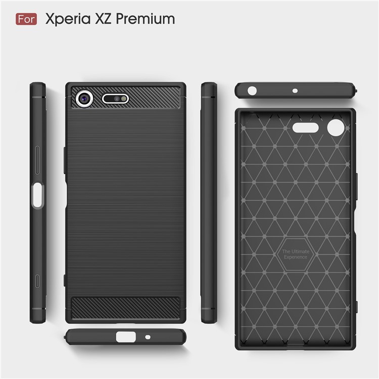 50Pcs/Set Carbon Fiber Texture Brushed TPU Back Case for Sony Xperia XZ Premium - Black-9