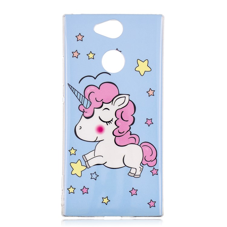 Leuchtendes IMD Gemustert Weiches TPU Case Zubehör Für Sony Xperia XA2 - Schüchternes Einhorn-1