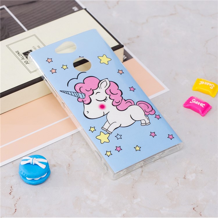 Leuchtendes IMD Gemustert Weiches TPU Case Zubehör Für Sony Xperia XA2 - Schüchternes Einhorn-2
