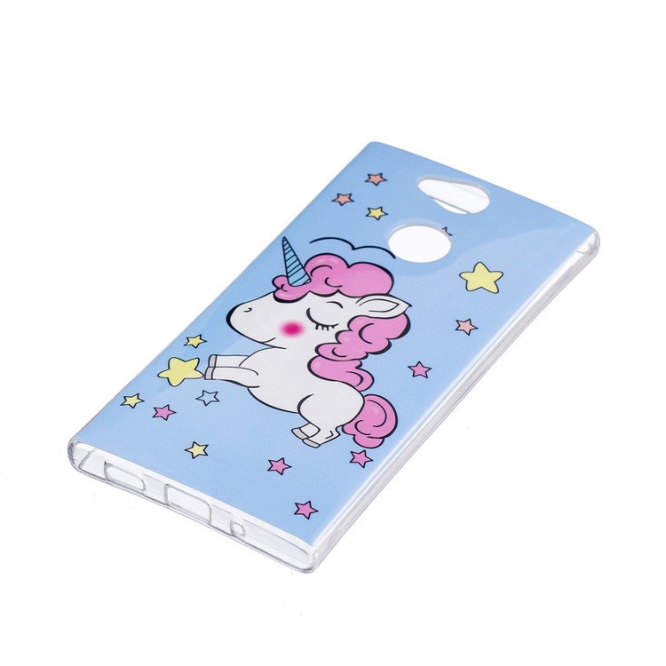 Leuchtendes IMD Gemustert Weiches TPU Case Zubehör Für Sony Xperia XA2 - Schüchternes Einhorn-4