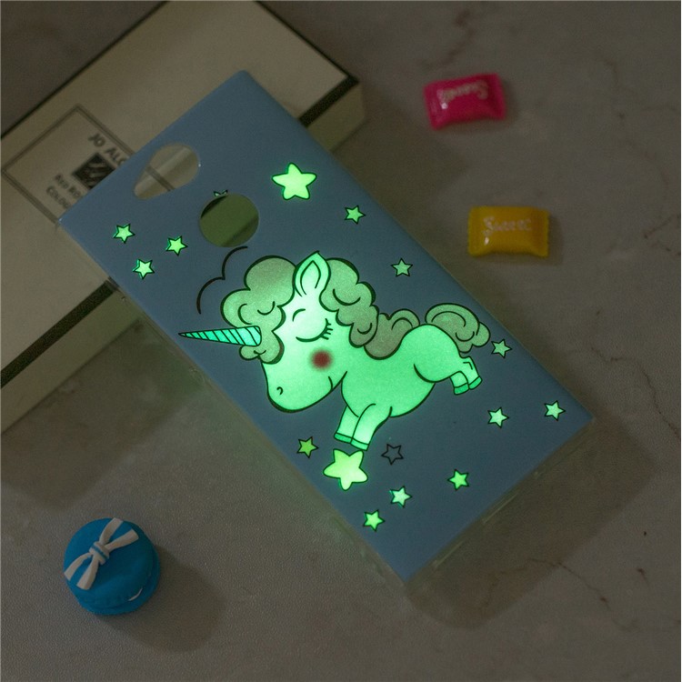 Leuchtendes IMD Gemustert Weiches TPU Case Zubehör Für Sony Xperia XA2 - Schüchternes Einhorn-6