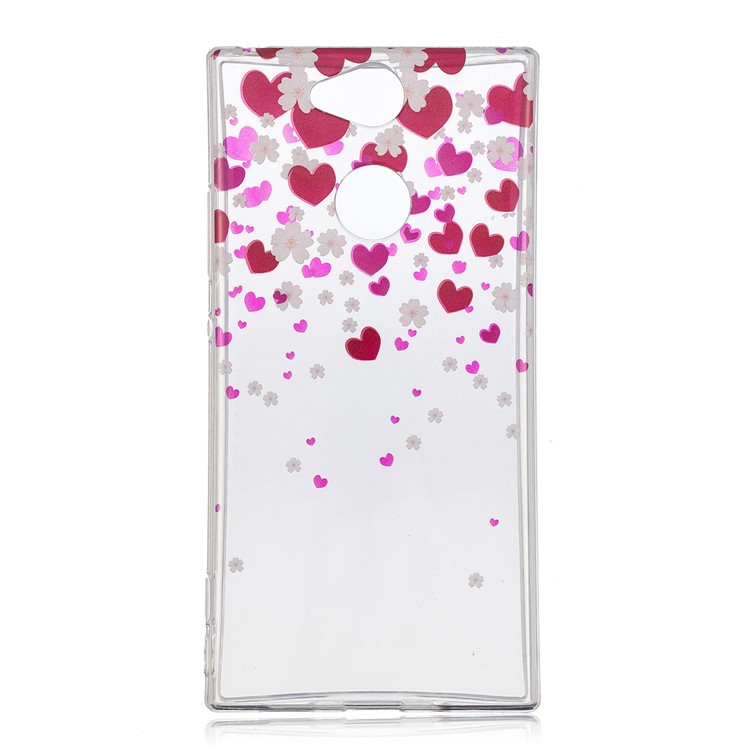 Pattern Printing IMD TPU Soft Casing for Sony Xperia XA2 - Rose Heart-1