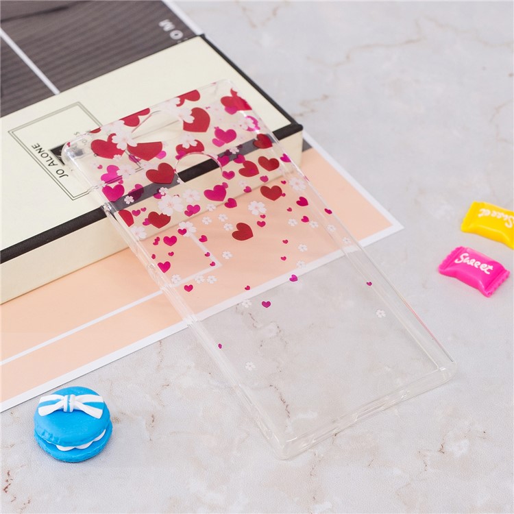 Pattern Printing IMD TPU Soft Casing for Sony Xperia XA2 - Rose Heart-2