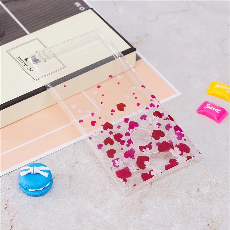 Pattern Printing IMD TPU Soft Casing for Sony Xperia XA2 - Rose Heart-3