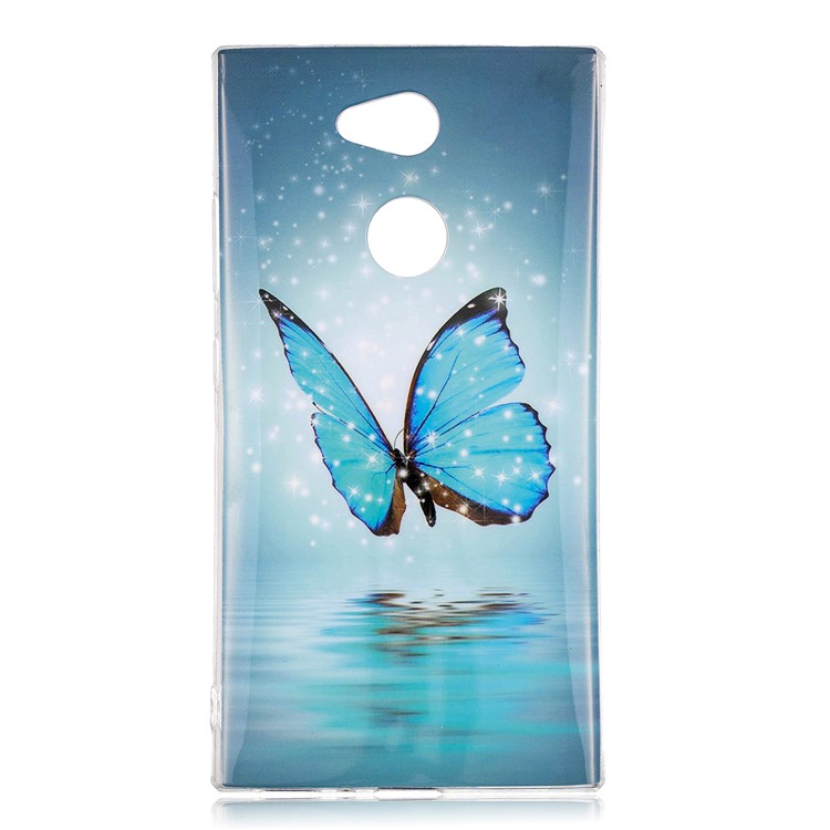 Patterned Noctilucent IMD Soft TPU Gel Shell for Sony Xperia L2 - Shining Blue Butterfly-1