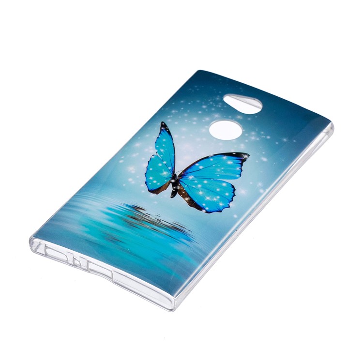 Patterned Noctilucent IMD Soft TPU Gel Shell for Sony Xperia L2 - Shining Blue Butterfly-4