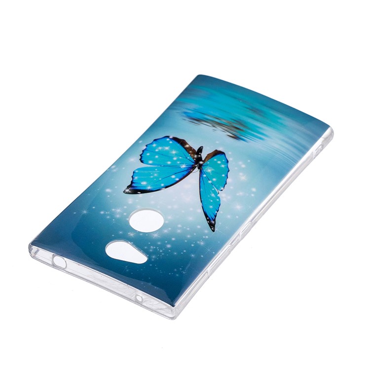 Patterned Noctilucent IMD Soft TPU Gel Shell for Sony Xperia L2 - Shining Blue Butterfly-5