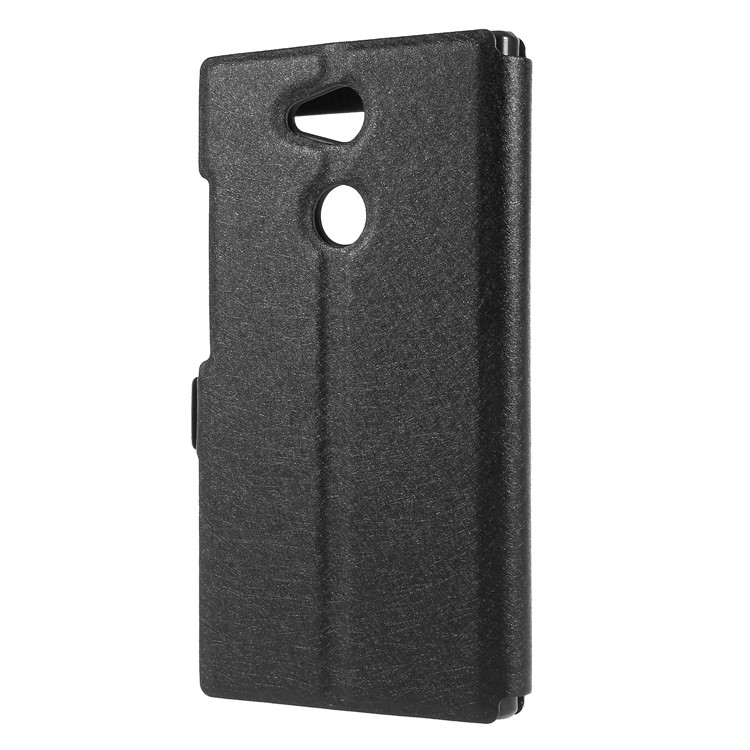 Silk Texture Dual View Window Leather Cover for Sony Xperia L2 - Black-2