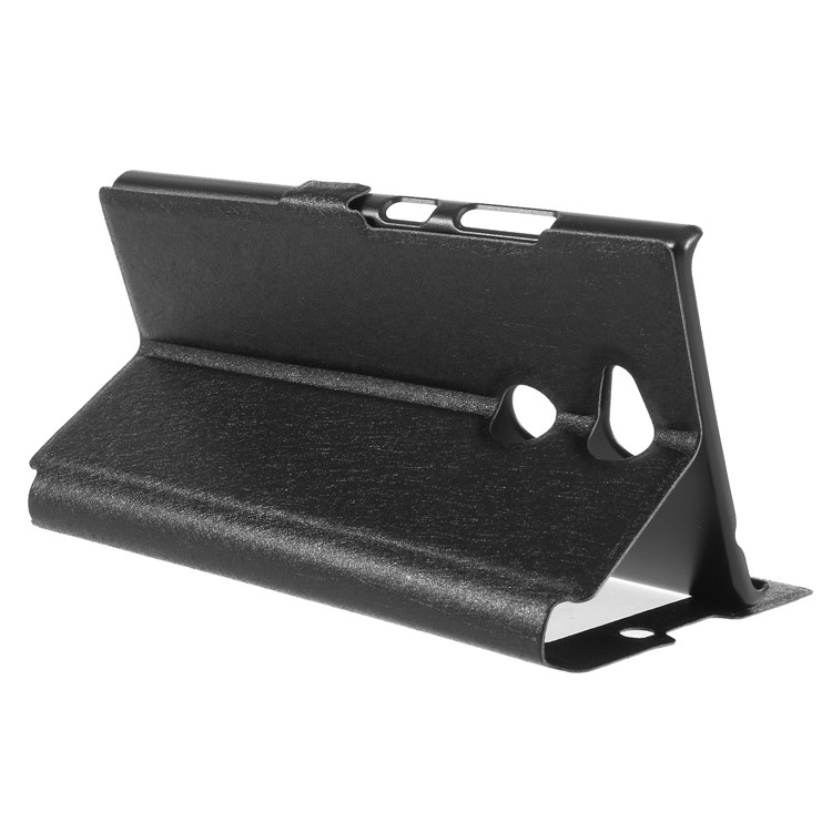 Silk Texture Dual View Window Leather Cover for Sony Xperia L2 - Black-5