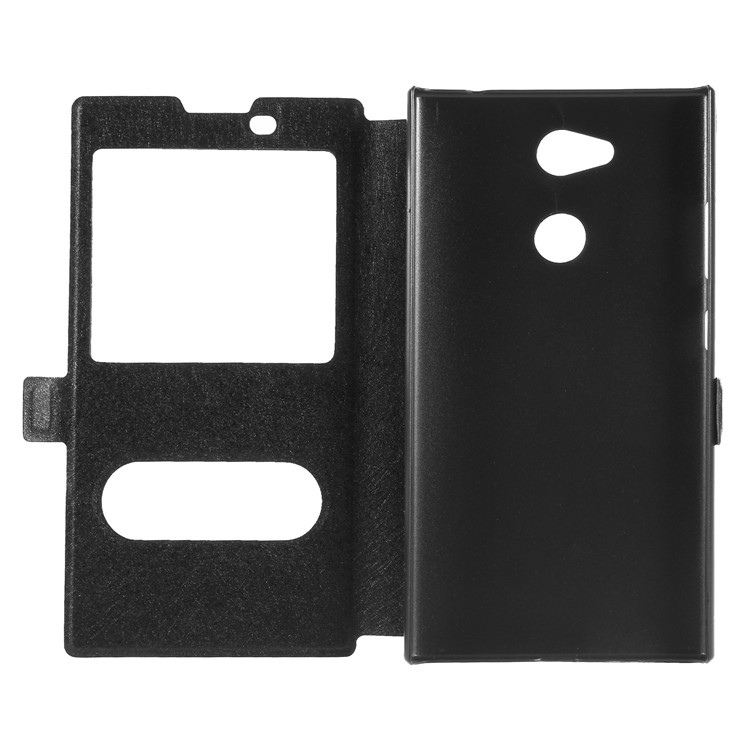 Silk Texture Dual View Window Leather Cover for Sony Xperia L2 - Black-6