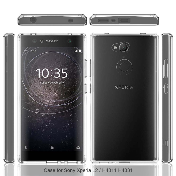 100Pcs/Lot Drop-resistant Clear Acrylic + TPU Hybrid Cases for Sony Xperia L2 - Transparent-3