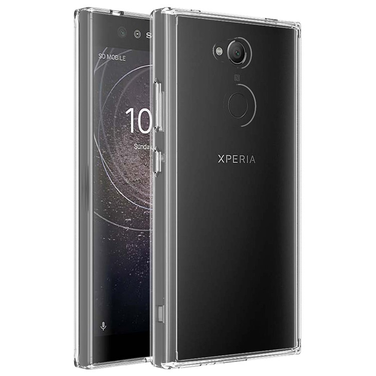 100Pcs/Lot Drop-resistant Clear Acrylic + TPU Hybrid Cases for Sony Xperia L2 - Transparent-4