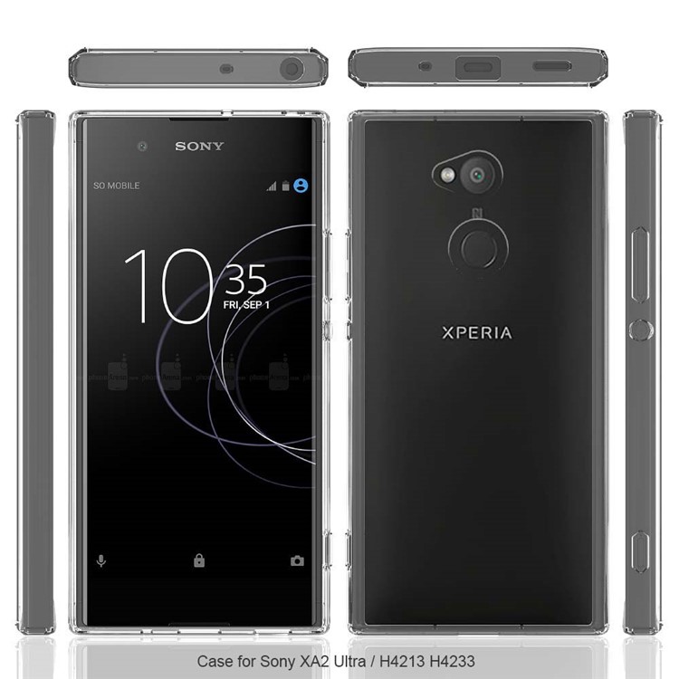 100Pcs/Lot for Sony Xperia XA2 Ultra Drop-resistant Clear Acrylic + TPU Hybrid Cases - Transparent-2