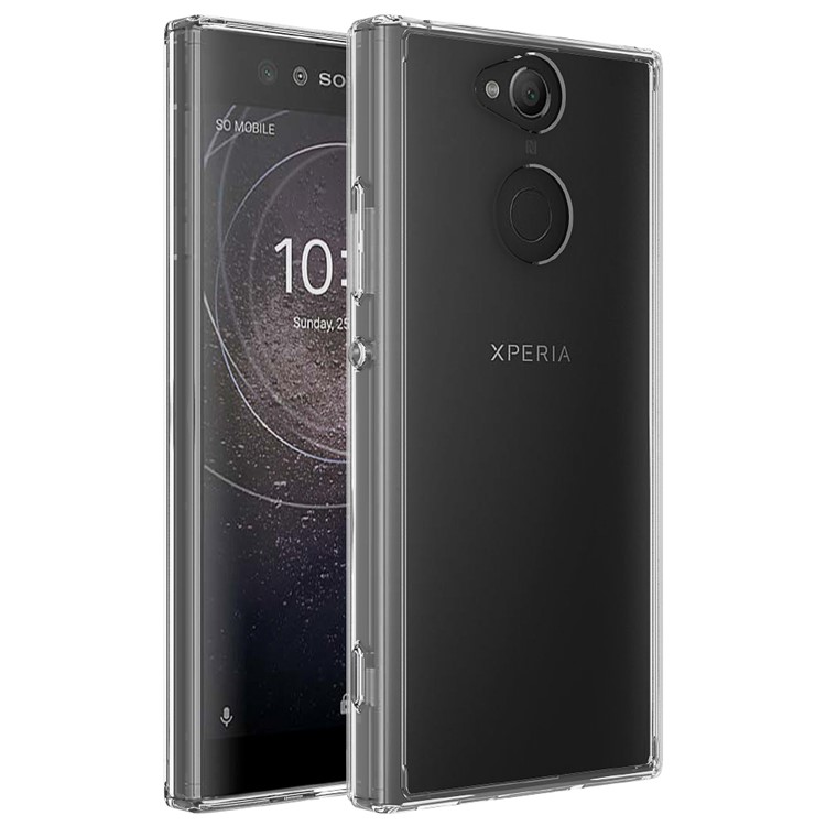 100Pcs/Set Clear Acrylic Back + TPU Edges Hybrid Case for Sony Xperia XA2 - Transparent-2