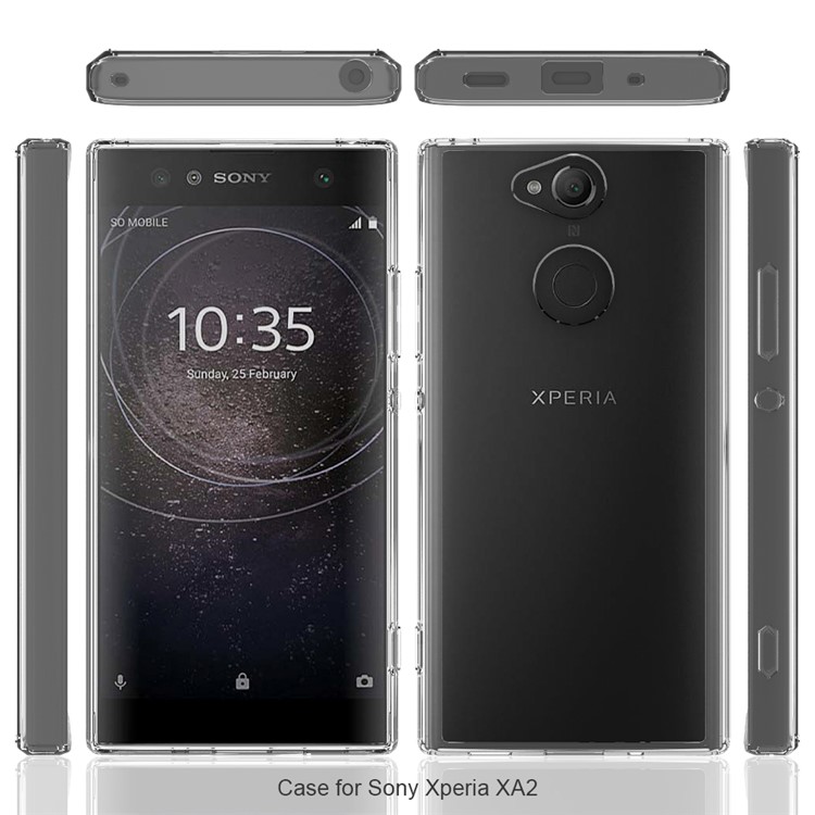 100Pcs/Set Clear Acrylic Back + TPU Edges Hybrid Case for Sony Xperia XA2 - Transparent-3