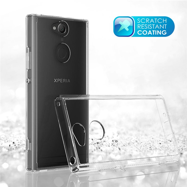 100Pcs/Set Clear Acrylic Back + TPU Edges Hybrid Case for Sony Xperia XA2 - Transparent-6
