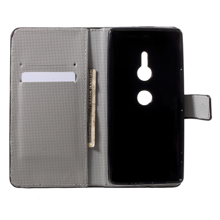 Pattern Printing PU Leather Wallet Cellphone Shell Cover with Card Holders for Sony Xperia XZ2 - Blue Butterfly-5