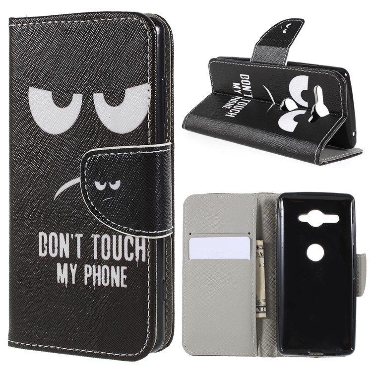 Cross Texture Patterned Wallet Leather Case for Sony Xperia XZ2 Compact - Do not Touch My Phone-1