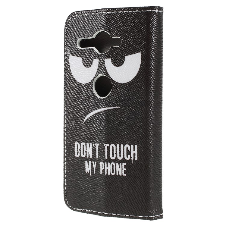 Cross Texture Patterned Wallet Leather Case for Sony Xperia XZ2 Compact - Do not Touch My Phone-2