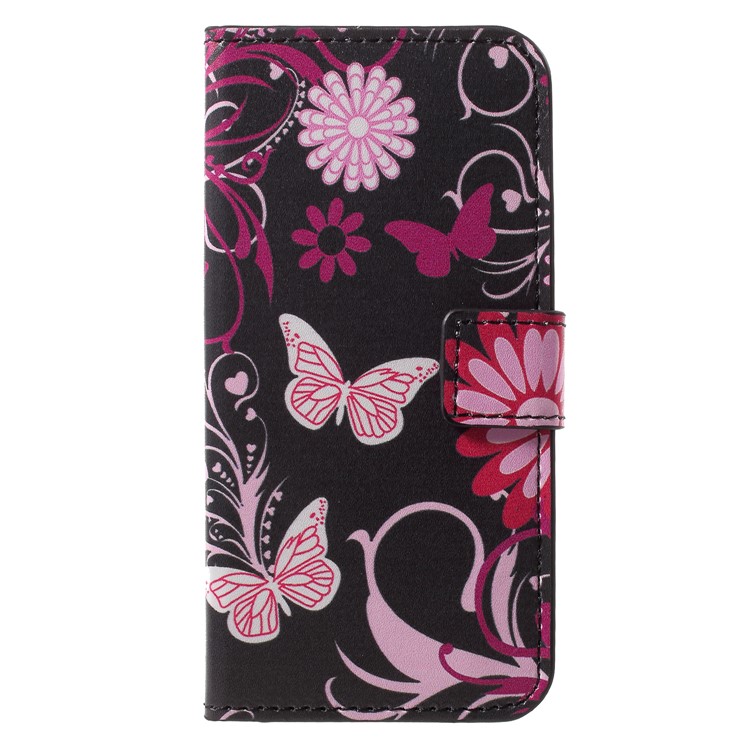 Pattern Printing Leather Wallet Case for Sony Xperia XZ2 Compact - Butterfly Flower-3