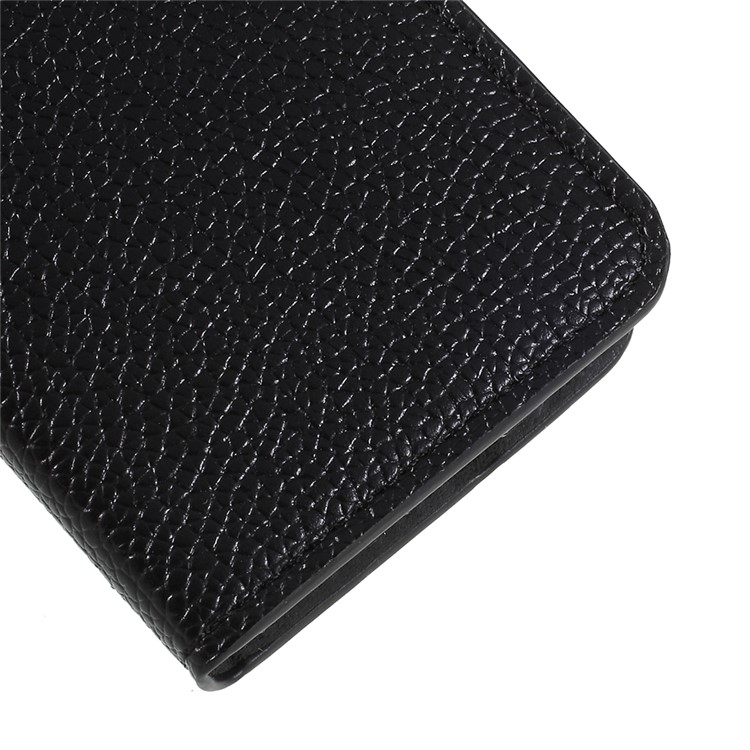 Litchi Grain Leather Wallet Stand Mobile Case for Sony Xperia XZ2 Compact - Black-4