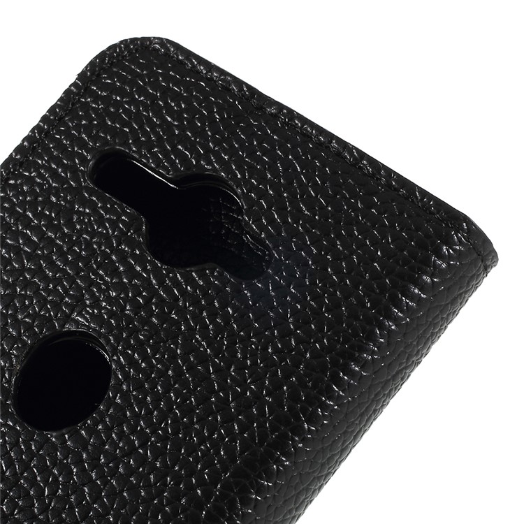 Litchi Grain Leather Wallet Stand Mobile Case for Sony Xperia XZ2 Compact - Black-5
