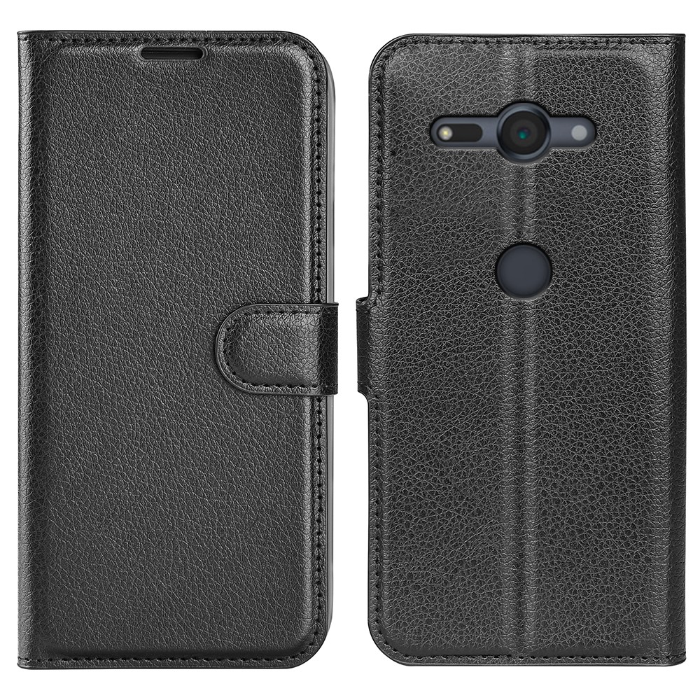 Litchi Texture PU Leather Wallet Stand Case for Sony Xperia XZ2 Compact - Black-1