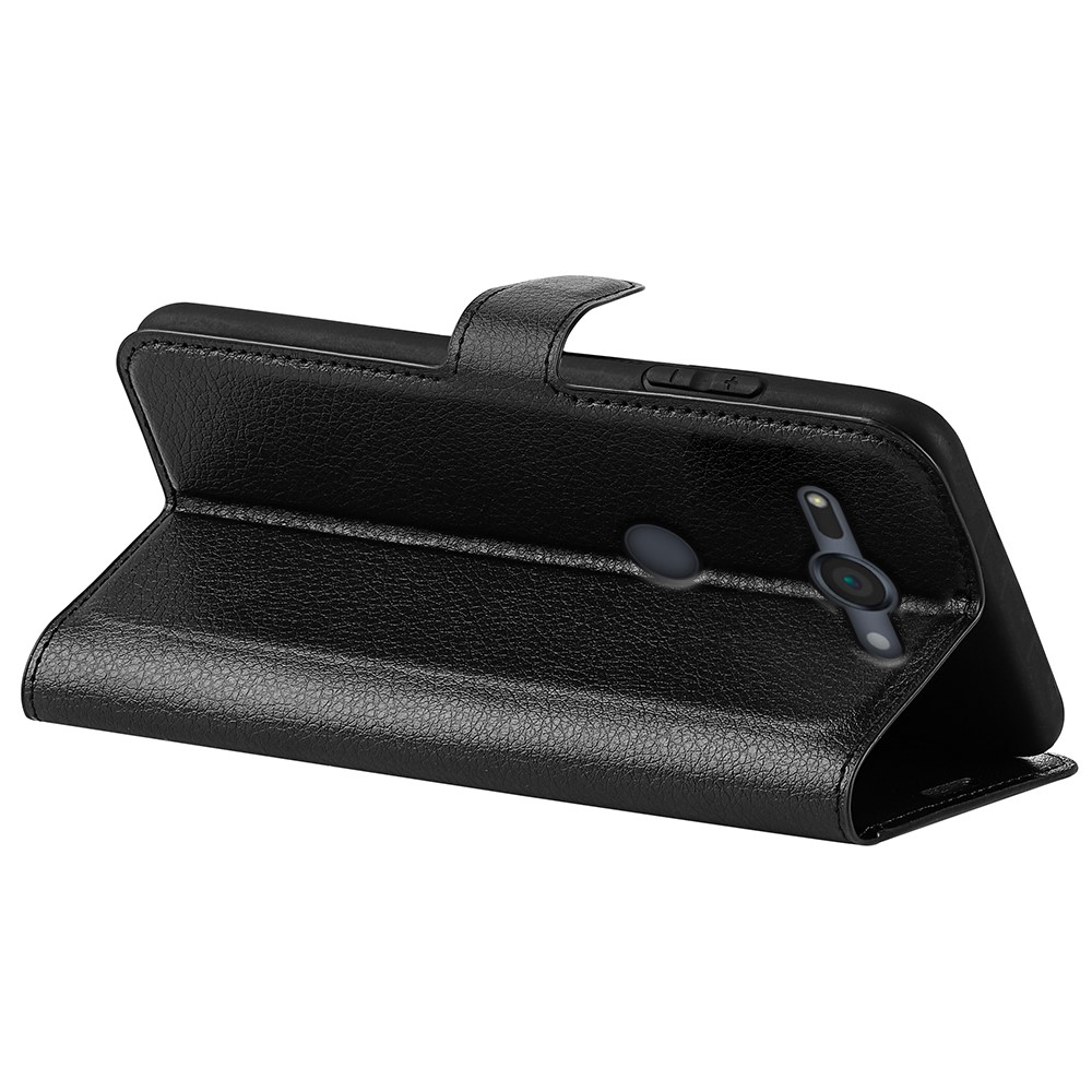 Litchi Texture PU Leather Wallet Stand Case for Sony Xperia XZ2 Compact - Black-4