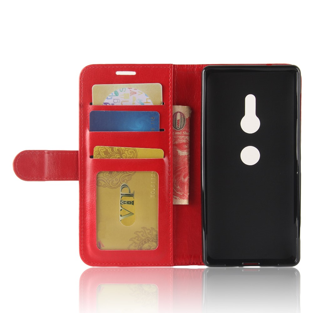 Crazy Horse Magnetic Stand Wallet Leather Mobile Phone Shell for Sony Xperia XZ2 - Red-5